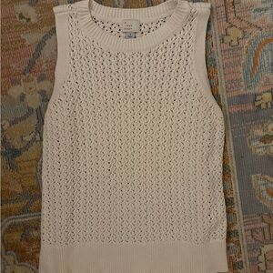 a new day Cream Crochet Knit Sleeveless Tank Top